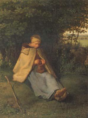 jean-francois millet Woman knitting (san19) Spain oil painting art
